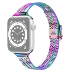 14mm Seven-beads Double Safety Buckle Slim Steel Replacement Strap Watchband For Apple Watch Series 6 & SE & 5 & 4 40mm / 3 & 2 & 1 38mm(Colorful)