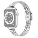 14mm Seven-beads Double Safety Buckle Slim Steel Replacement Strap Watchband For Apple Watch Series 6 & SE & 5 & 4 40mm / 3 & 2 & 1 38mm(Silver)