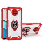 Matte TPU + PC Magnetic Shockproof Case with Ring Holder For Xiaomi Redmi Note 9(Red)