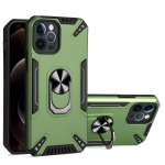 PC + TPU Protective Case with 360 Degrees Rotatable Ring Holder For iPhone 12 Pro(Dark Green)
