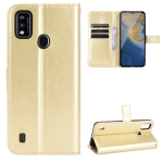 For ZTE Blade A51 Crazy Horse Texture Horizontal Flip Leather Case with Holder & Card Slots & Lanyard(Gold)