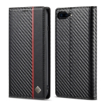 LC.IMEEKE Carbon Fiber PU + TPU Horizontal Flip Leather Case with Holder & Card Slot & Wallet For iPhone 7Plus / 8Plus(Vertical Black)
