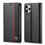 LC.IMEEKE Carbon Fiber PU + TPU Horizontal Flip Leather Case with Holder & Card Slot & Wallet For iPhone 11(Vertical Black)