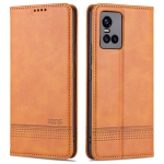 For vivo S10 Pro AZNS Magnetic Calf Texture Horizontal Flip Leather Case with Card Slots & Holder & Wallet(Light Brown)