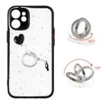 Colored Drawing Starry Sky Epoxy TPU Shockproof Case with Ring Holder For iPhone 12 mini(Heart)