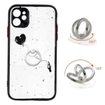 Colored Drawing Starry Sky Epoxy TPU Shockproof Case with Ring Holder For iPhone 11(Heart)