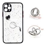 Colored Drawing Starry Sky Epoxy TPU Shockproof Case with Ring Holder For iPhone 11 Pro Max(Heart)