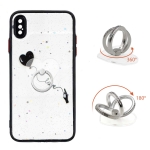 Colored Drawing Starry Sky Epoxy TPU Shockproof Case with Ring Holder For iPhone XS Max(Heart)