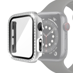 Electroplating PC Single Row Diamond Protective Case with Tempered Glass Film For Apple Watch Series 3 & 2 & 1 38mm(Silver)
