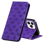 Lucky Flowers Embossing Pattern Magnetic Horizontal Flip Leather Case with Holder & Card Slots For iPhone 13 Pro(Purple)
