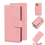 Skin Feel Pure Color Horizontal Flip Leather Case with Holder & Card Slots & Wallet For iPhone 13 mini(Pink)