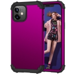 3 in 1 Shockproof PC + Silicone Protective Case For iPhone 12 / 12 Pro(Dark Purple + Black)