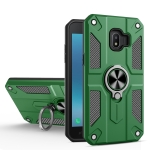 For Samsung Galaxy J2 Core Carbon Fiber Pattern PC + TPU Protective Case with Ring Holder(Green)