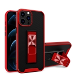 Dual-color Skin Feel TPU + PC Magnetic Shockproof Case with Invisible Holder For iPhone 13 Pro(Red)