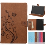 For Samsung Galaxy Tab S6 Lite / P610 Butterfly Flower Embossing Pattern Horizontal Flip Leather Case with Holder & Card Slots & Wallet(Brown)
