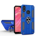 For Huawei Y7 (2019) Carbon Fiber Pattern PC + TPU Protective Case with Ring Holder(Dark Blue)