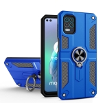 For Motorola Moto G100 / Edge S Carbon Fiber Pattern PC + TPU Protective Case with Ring Holder(Dark Blue)