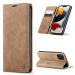 CaseMe-013 Multifunctional Retro Frosted Horizontal Flip Leather Case with Card Slot & Holder & Wallet For iPhone 13 mini(Brown)