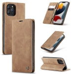 CaseMe-013 Multifunctional Retro Frosted Horizontal Flip Leather Case with Card Slot & Holder & Wallet For iPhone 13 Pro(Brown)