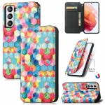 For Samsung Galaxy S21 FE Colorful Magnetic Horizontal Flip PU Leather Case with Holder & Card Slot & Wallet(Magic Space)