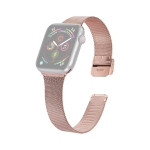 For Apple Watch Series 6 & SE & 5 & 4 44mm / 3 & 2 & 1 42mm Milanese Stainless Steel Watchband(Rose Pink)