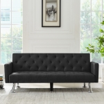 [US Warehouse] Dual-purpose Foldable Living Room Fabric Sofa Bed, Size: 72.83 x 31.5 x 29.92 inch(Black)