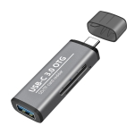 ADS-103 3 in 1 Type-C Male to USB 3.0 Female + SD / TF Card Slots OTG Adapter SD / TF Card Reader (Grey)