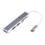 5 in 1 USB-C / Type-C 3.1 to SD / TF Card Slot + 3 USB 3.0 Ports Multifunctional Docking Station HUB (Grey)