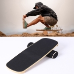 Surfing Ski Balance Board Roller Wooden Yoga Board, Specification: 03B Black Sand