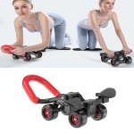 Four-Wheel Abdomen Wheel With Hand Support Household Rollers Fitness Equipment For Men And Women(Black Red)
