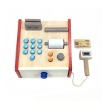 Children Wooden Simulation Cash Register Supermarket Credit Card Machine Pretend Play Toy(White)
