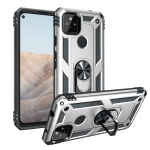 For Google Pixel 5a 5G Shockproof TPU + PC Protective Case with 360 Degree Rotating Holder(Silver)