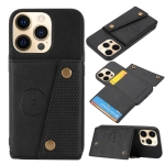Double Buckle PU + TPU Shockproof Magnetic Protective Case with Card Slot & Holder For iPhone 13 mini(Black)