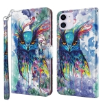 3D Painting Pattern Horizontal Flip TPU + PU Leather Case with Holder & Card Slots & Wallet For iPhone 13 mini(Watercolor Owl)