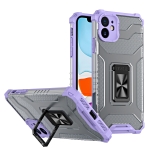 Armor Clear PC + TPU Shockproof Case with Metal Ring Holder For iPhone 11 Pro Max(Purple Transparent Grey)