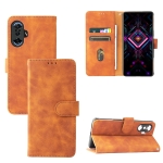 Solid Color Skin Feel Magnetic Buckle Horizontal Flip Calf Texture PU Leather Case with Holder & Card Slots & Wallet For Xiaomi Poco F3 GT / Redmi K40 Gaming(Brown)