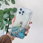 Flowing Golden Marble Pattern + Bracelet TPU Phone Protective Case For iPhone 12 mini(Green)