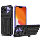 Armor Card PC + TPU Shockproof Case with Card Slot & Invisible Holder For iPhone 13 Pro(Purple)