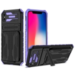 Armor Card PC + TPU Shockproof Case with Card Slot & Invisible Holder For iPhone XS Max(Purple)