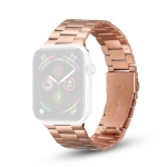 Ultra-thin Three-bead Metal Replacement Strap Watchband For Apple Watch Series 6 & SE & 5 & 4 44mm / 3 & 2 & 1 42mm(Rose Gold)