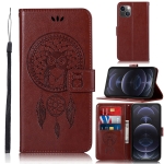 Wind Chime Owl Embossing Pattern Horizontal Flip Leather Case with Holder & Card Slots & Wallet For iPhone 13(Brown)