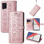 For Vivo iQOO 7 Lovely Cat and Dog Embossing Pattern Horizontal Flip Leather Case , with Holder & Card Slots & Wallet & Cartoon Clasp & Lanyard(Rose Gold)
