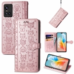 For Vivo S10 Pro Lovely Cat and Dog Embossing Pattern Horizontal Flip Leather Case , with Holder & Card Slots & Wallet & Cartoon Clasp & Lanyard(Rose Gold)