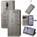 For Nokia 2.4 Lovely Cat and Dog Embossing Pattern Horizontal Flip Leather Case , with Holder & Card Slots & Wallet & Cartoon Clasp & Lanyard(Grey)