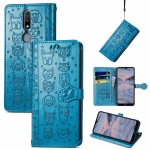 For Nokia 2.4 Lovely Cat and Dog Embossing Pattern Horizontal Flip Leather Case , with Holder & Card Slots & Wallet & Cartoon Clasp & Lanyard(Blue)