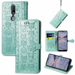 For Nokia 2.4 Lovely Cat and Dog Embossing Pattern Horizontal Flip Leather Case , with Holder & Card Slots & Wallet & Cartoon Clasp & Lanyard(Green)