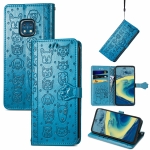 For Nokia XR20 Lovely Cat and Dog Embossing Pattern Horizontal Flip Leather Case , with Holder & Card Slots & Wallet & Cartoon Clasp & Lanyard(Blue)