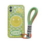 Smiley Face Pattern TPU Accurate Hole Protective Case with Wristband For iPhone 11(Yellow)