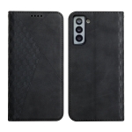 For Samsung Galaxy S21 5G Diamond Pattern Splicing Skin Feel Magnetic Horizontal Flip Leather Case with Card Slots & Holder & Wallet(Black)