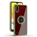 For Samsung Galaxy A01 US Version Q Shadow 1 Series TPU + PC Protective Case with 360 Degrees Rotate Ring Holder(Army Green+Orange)